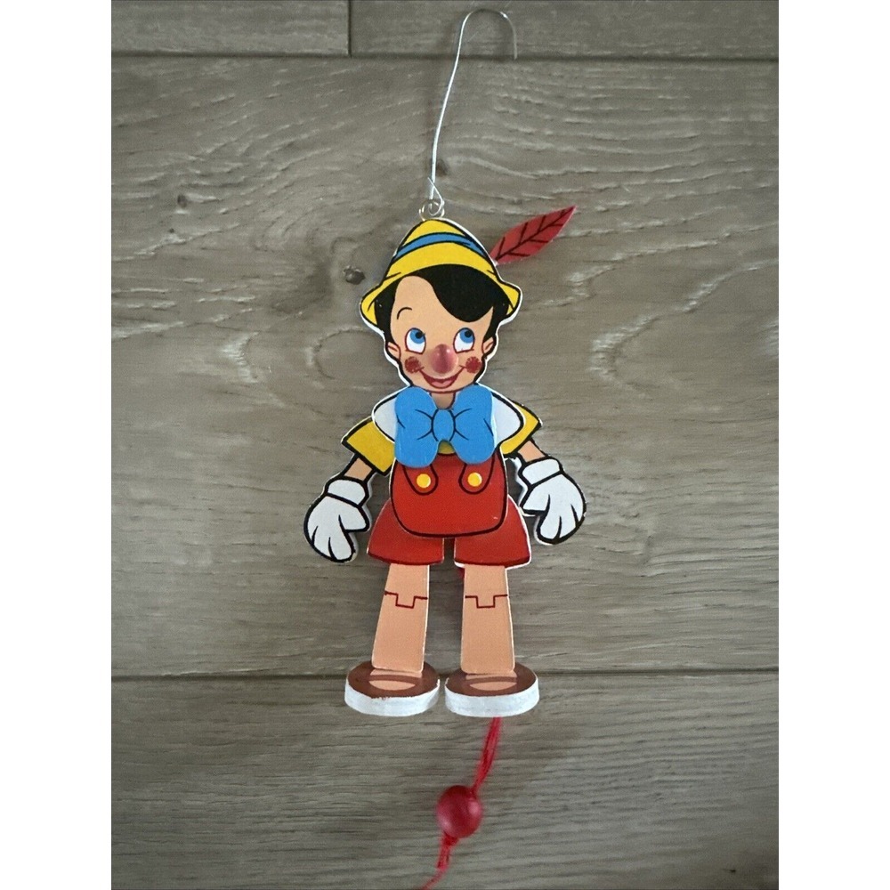 Vintage 1988 Pinocchio Wooden Pull Puppet The Walt Disney Company